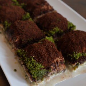 Cold Milky Pistachio Baklava With Cocoa